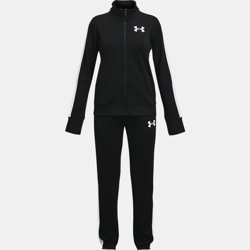 Girls' Under Armour Knit Tracksuit Black / White / White YXS (48 - 50 in)